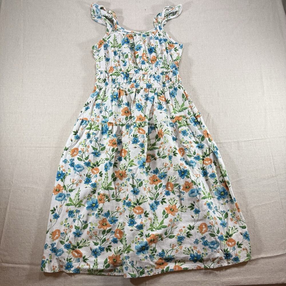 Peyton & Parker Women's Floral Tie Strap Midi Dress Size Small 100% Cotton